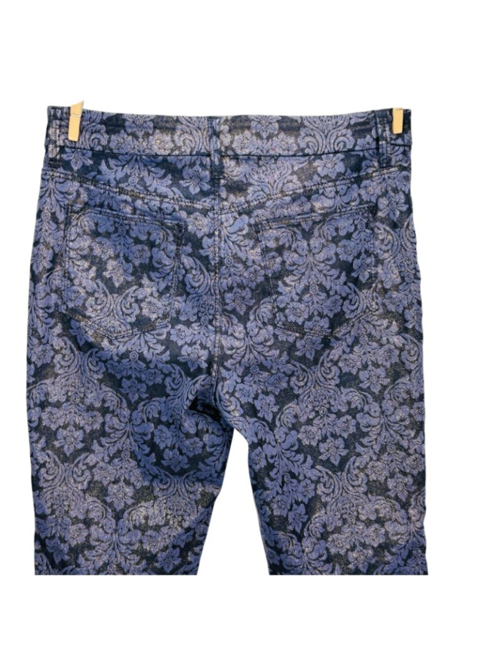 Chicos Girlfriend Slim Leg Ankle Jean Blue Floral Shimmer Stretch Size 0 | S | 4 - Picture 7 of 14